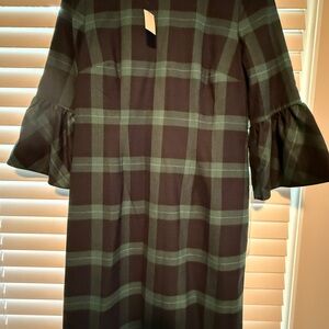 Talbots Green Plaid Long Sleeve Dress NWT